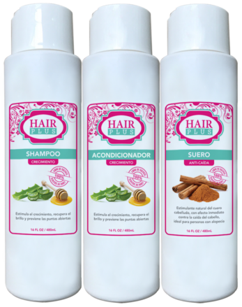 SHAMPOO, ACONDICIONADOR Y SUERO 16oz